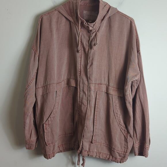 Utility Spring Anorak Jacket with Hoodie Size Small Blush Red - Picture 10 of 12